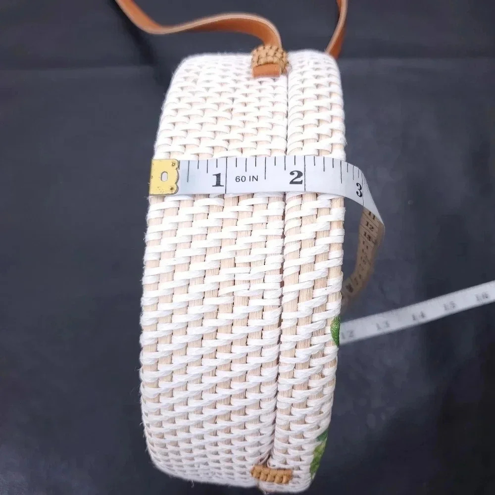 Sunflower 100% Rattan Round Crossbody Bag - Picture 6 of 8